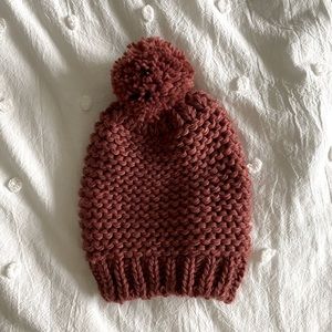 Rust Pom knit beanie